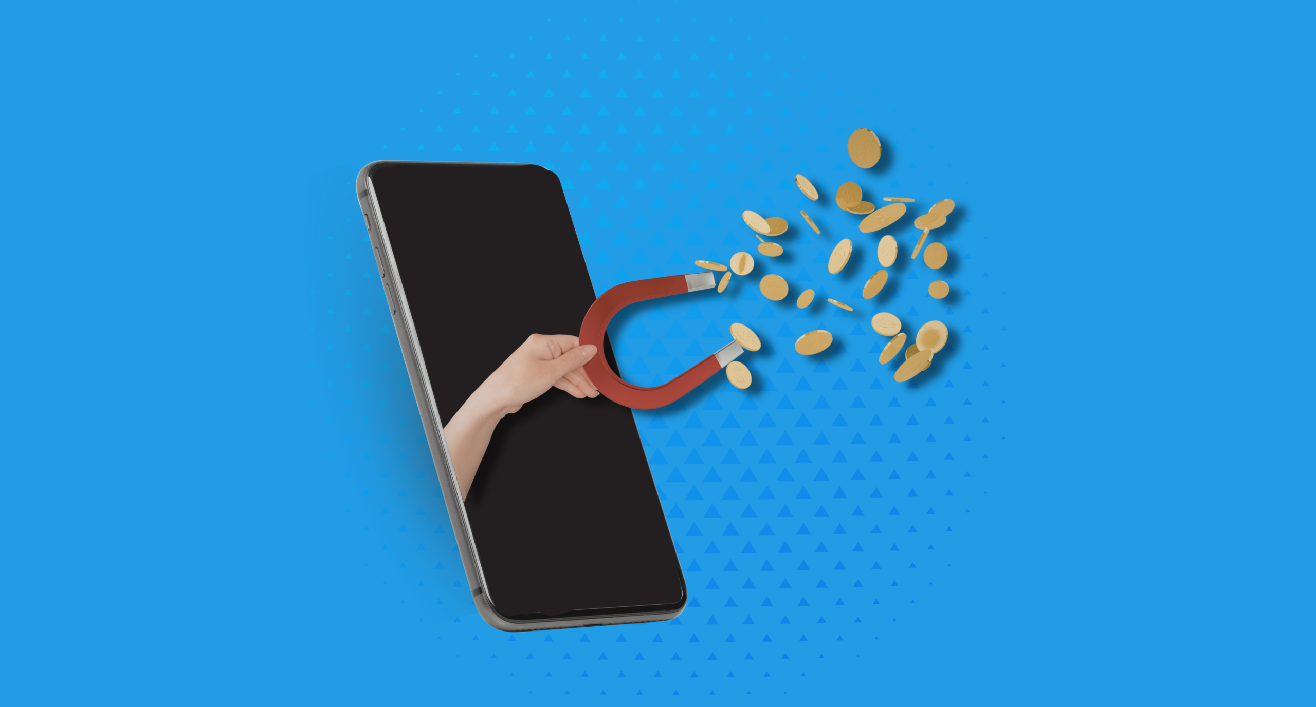 Hand with magnet attracting coins. HVAC Leads.